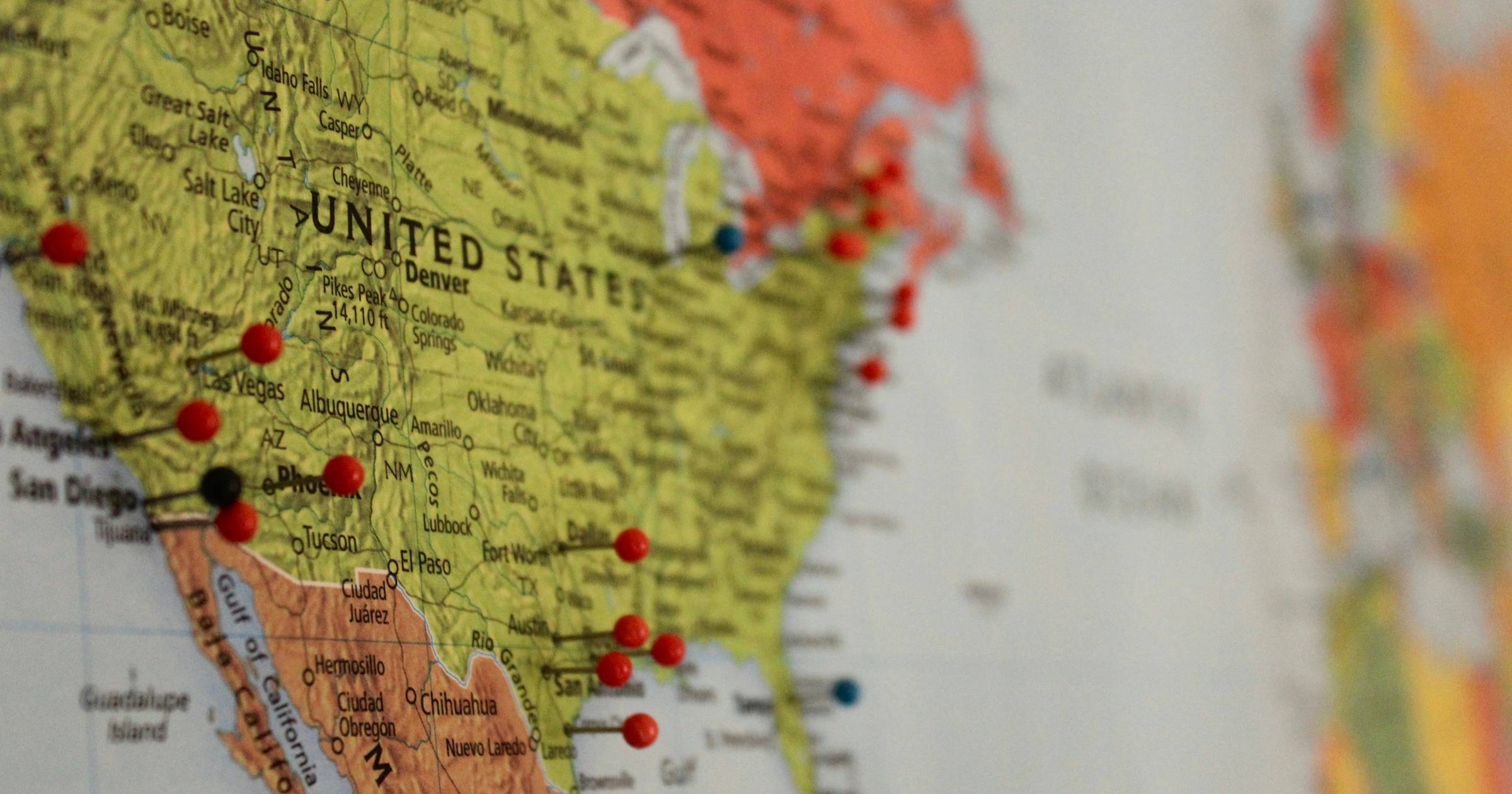 Travel map with destination pins illustrating a Central America budget travel ranking