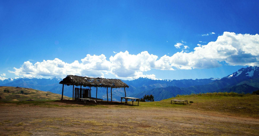 Open Andean plateau with a thatched shelter and snow-capped mountains across Latin America