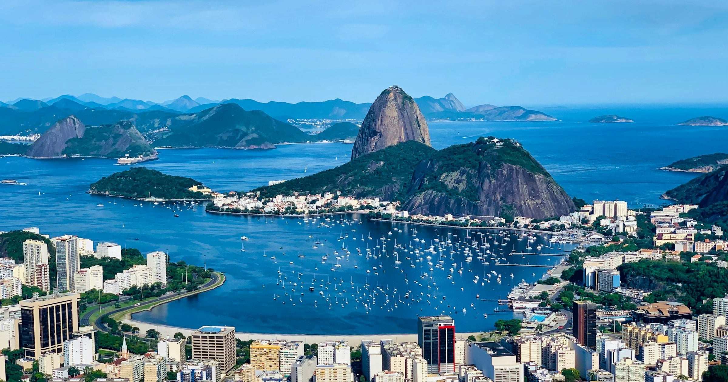 Rio de Janeiro panorama with Sugarloaf Mountain and Guanabara Bay — a Latin America destination shot for comparing eSIM providers.