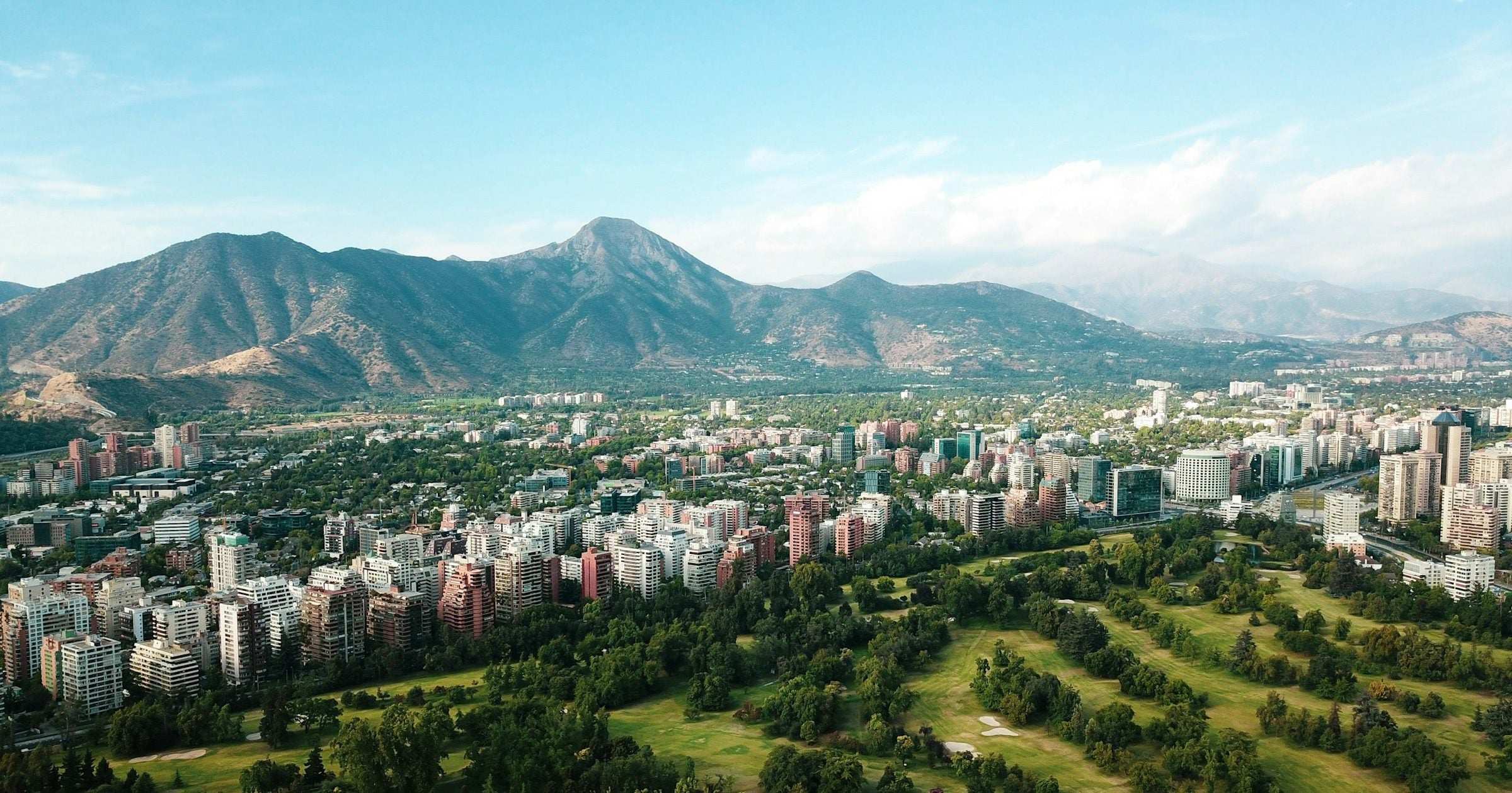 Santiago, Chile — one of South America's safest cities — viewed against the Andes mountains.