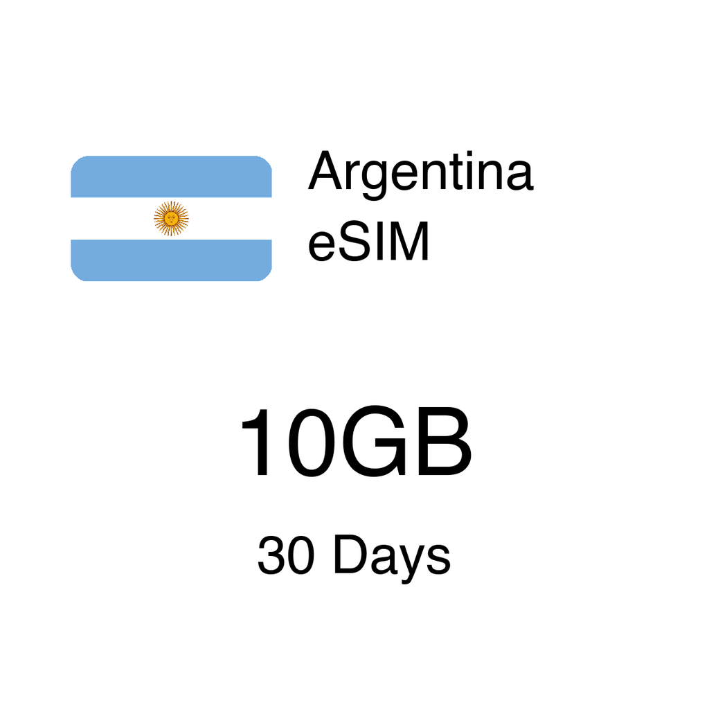 Argentina eSIM 10GB 30 Days - Instant Activation Travel Data