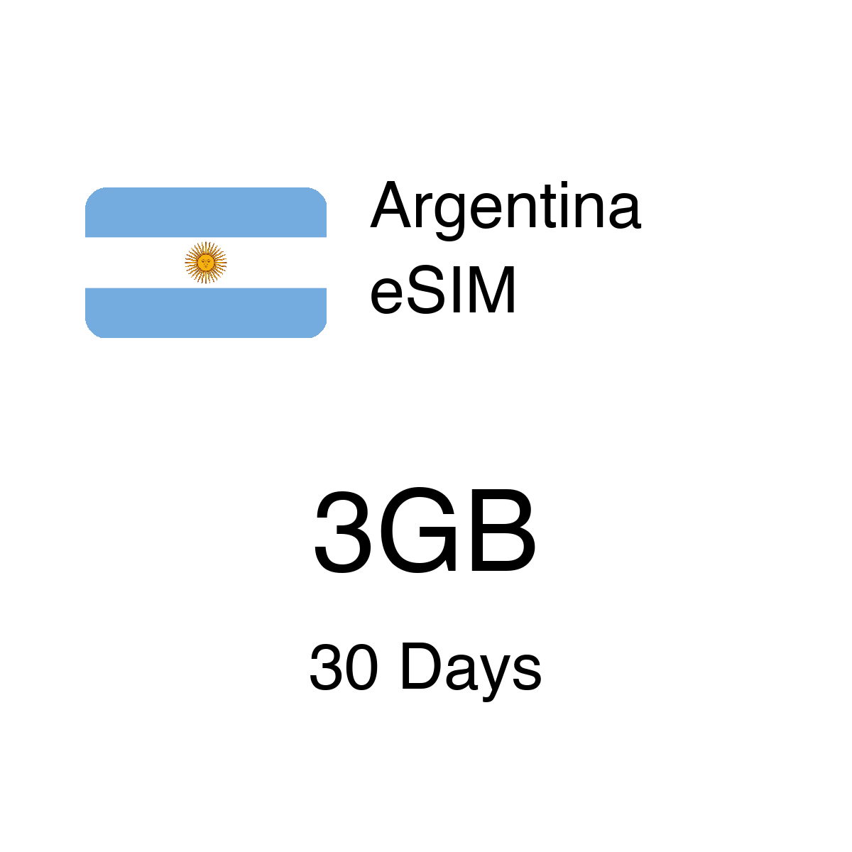 Argentina eSIM 3GB 30 Days - Instant Activation Travel Data