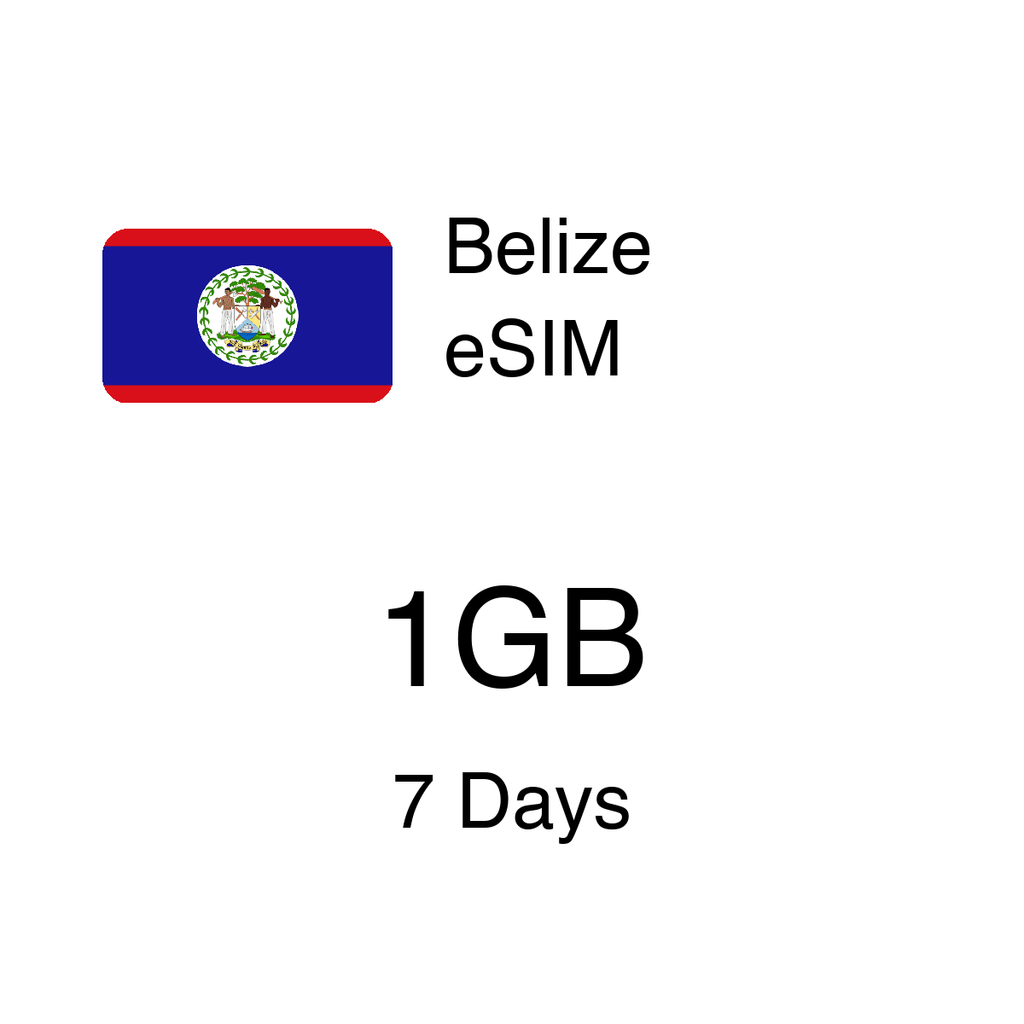Belize eSIM 1GB 7 Days - Instant Activation Travel Data