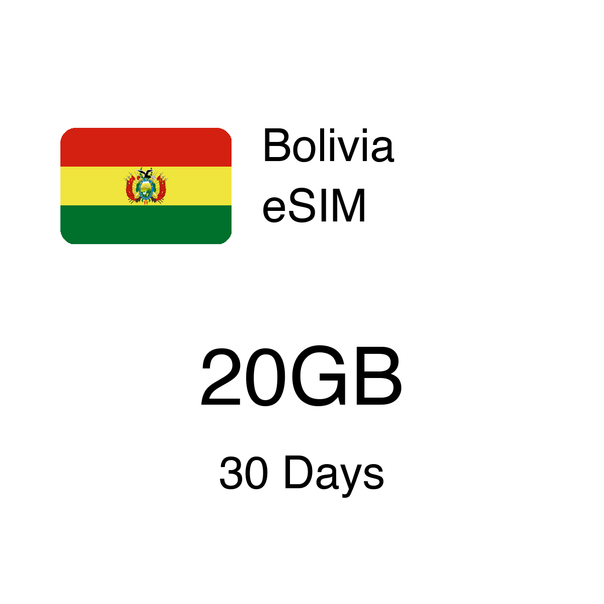 Bolivia eSIM - 20GB / 30 Days