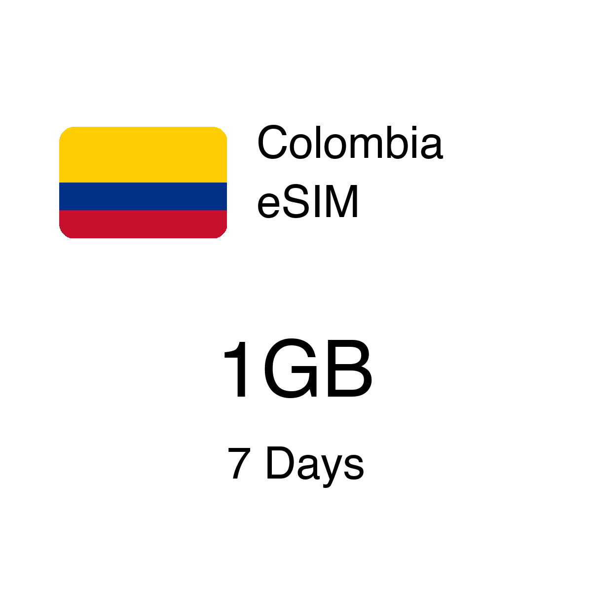 Colombia eSIM 1GB 7 Days - Instant Activation Travel Data
