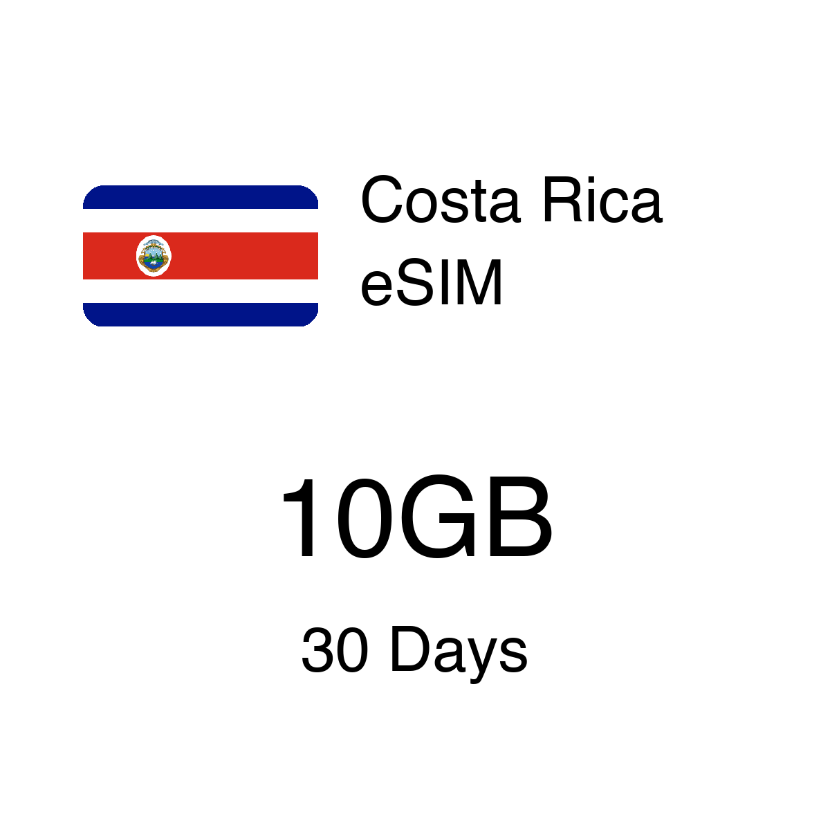 Costa Rica eSIM - 10GB / 30 Days