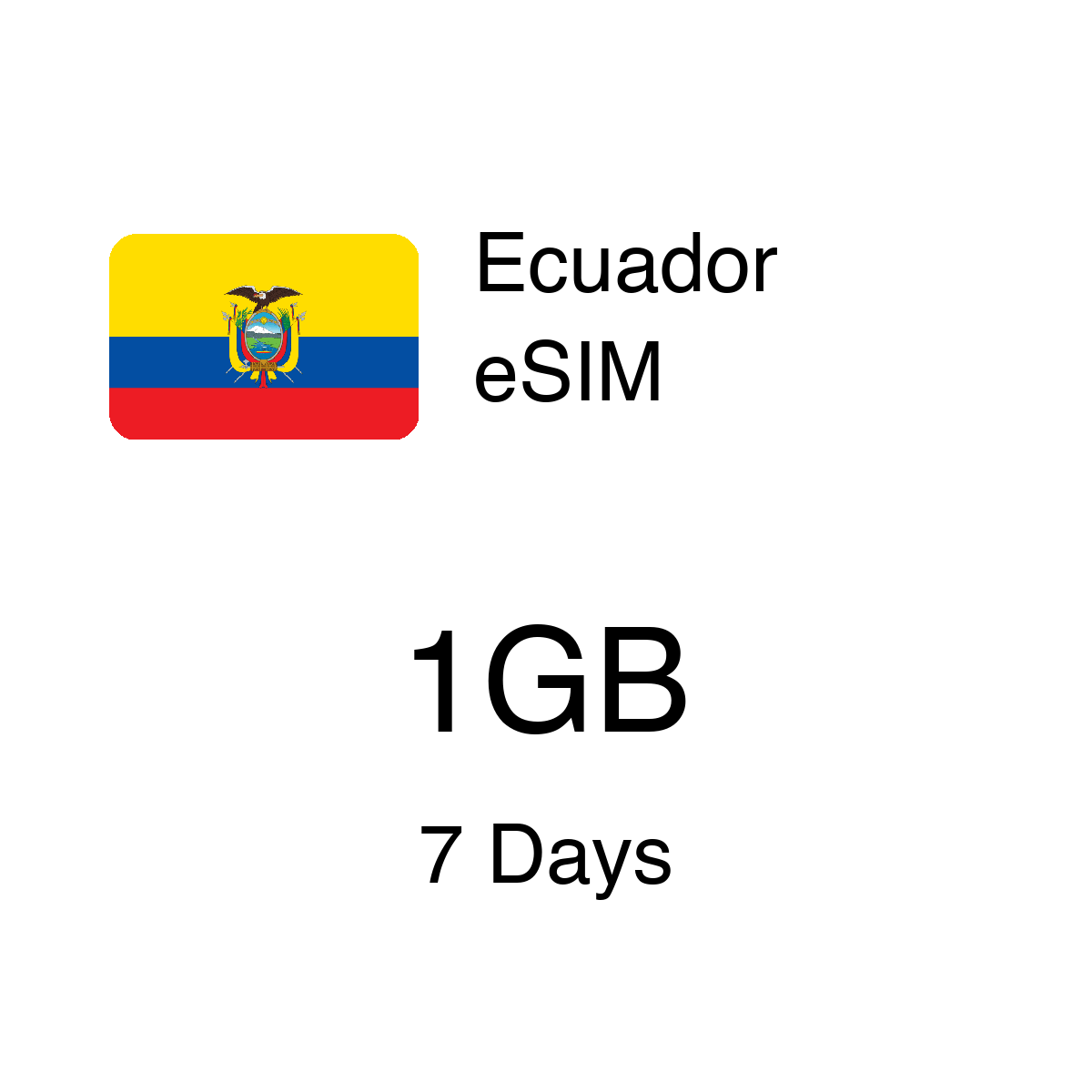 Ecuador eSIM 1GB 7 Days - Instant Activation Travel Data