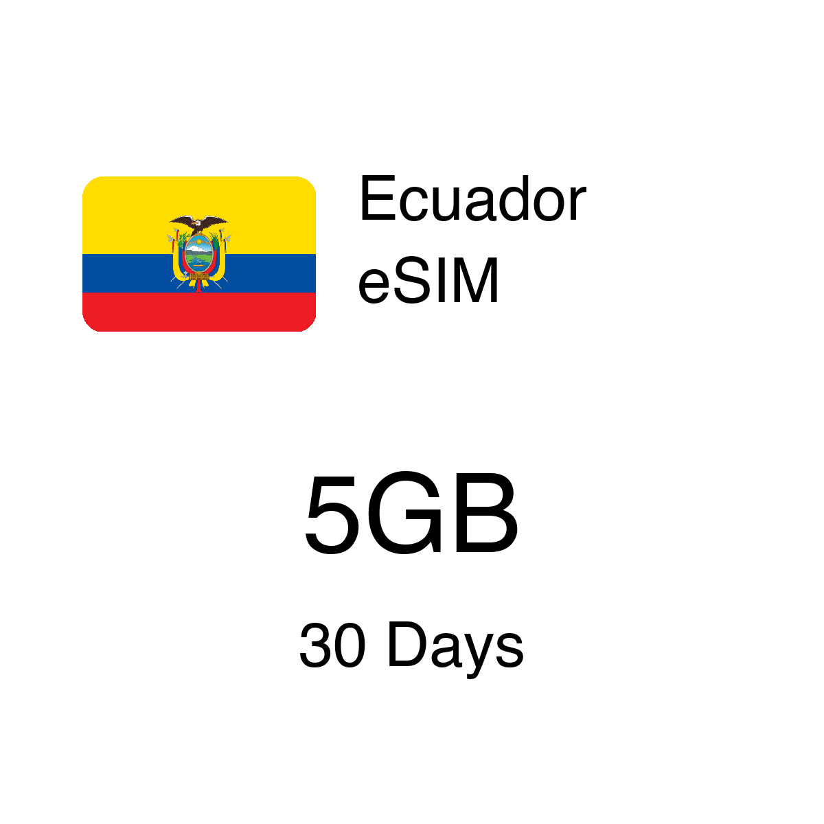 Ecuador eSIM 5GB 30 Days - Instant Activation Travel Data