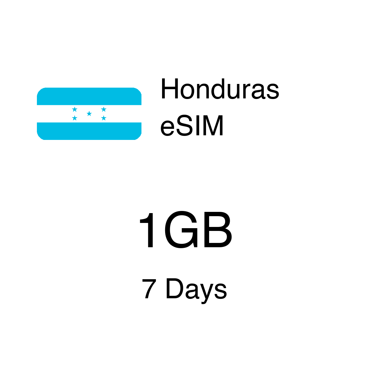 Honduras eSIM 1GB 7 Days - Instant Activation Travel Data