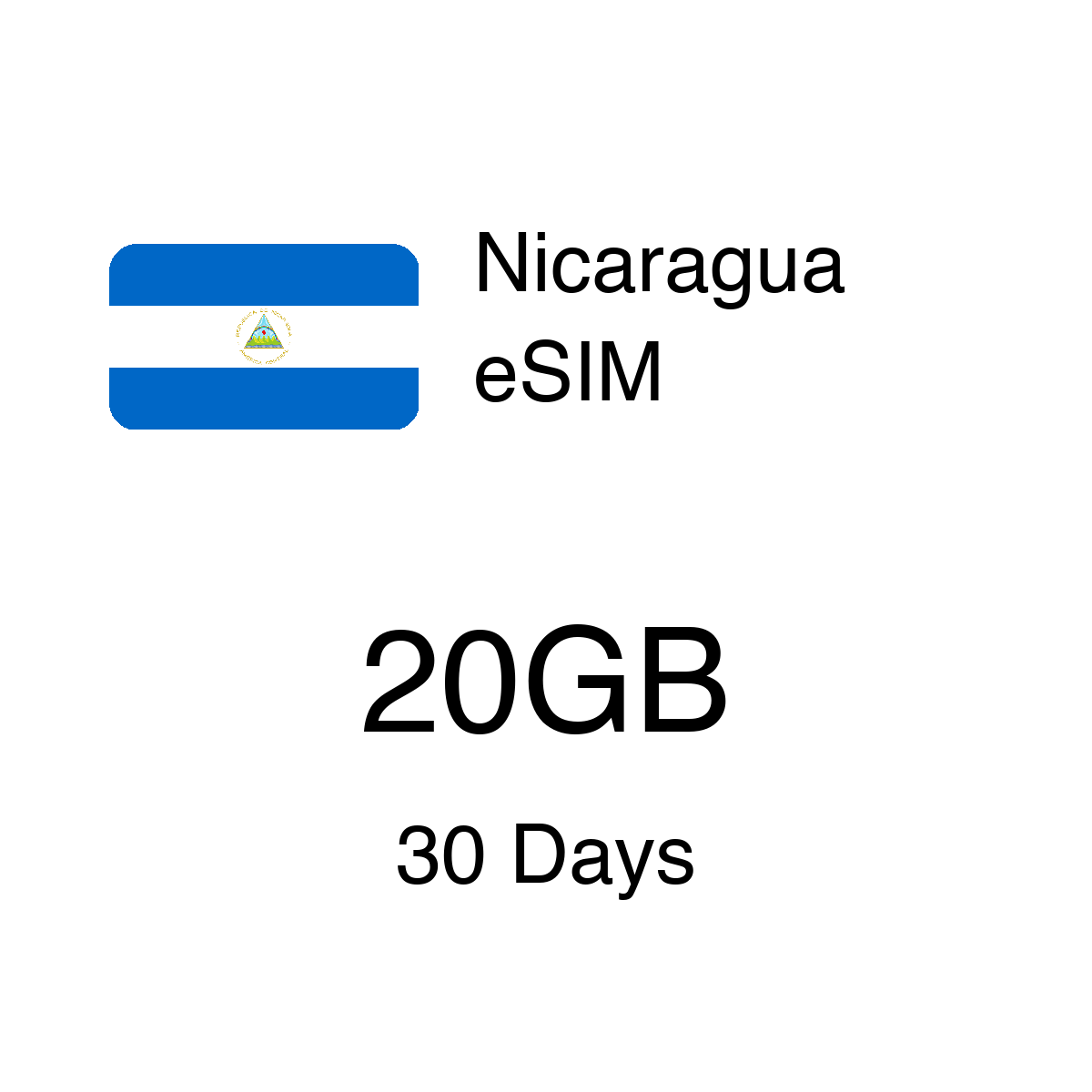 Nicaragua eSIM - 20GB / 30 Days