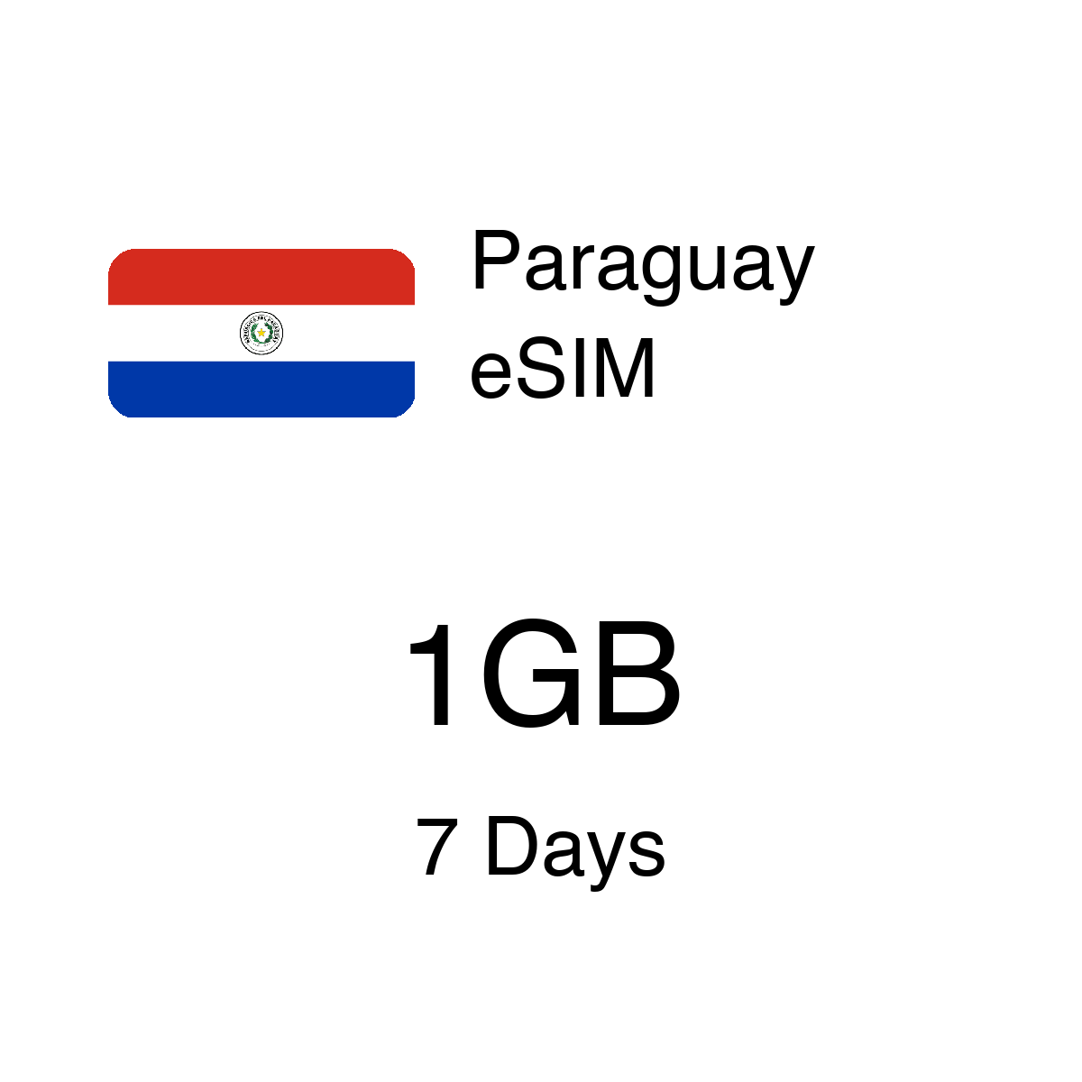 Paraguay eSIM 1GB 7 Days - Instant Activation Travel Data
