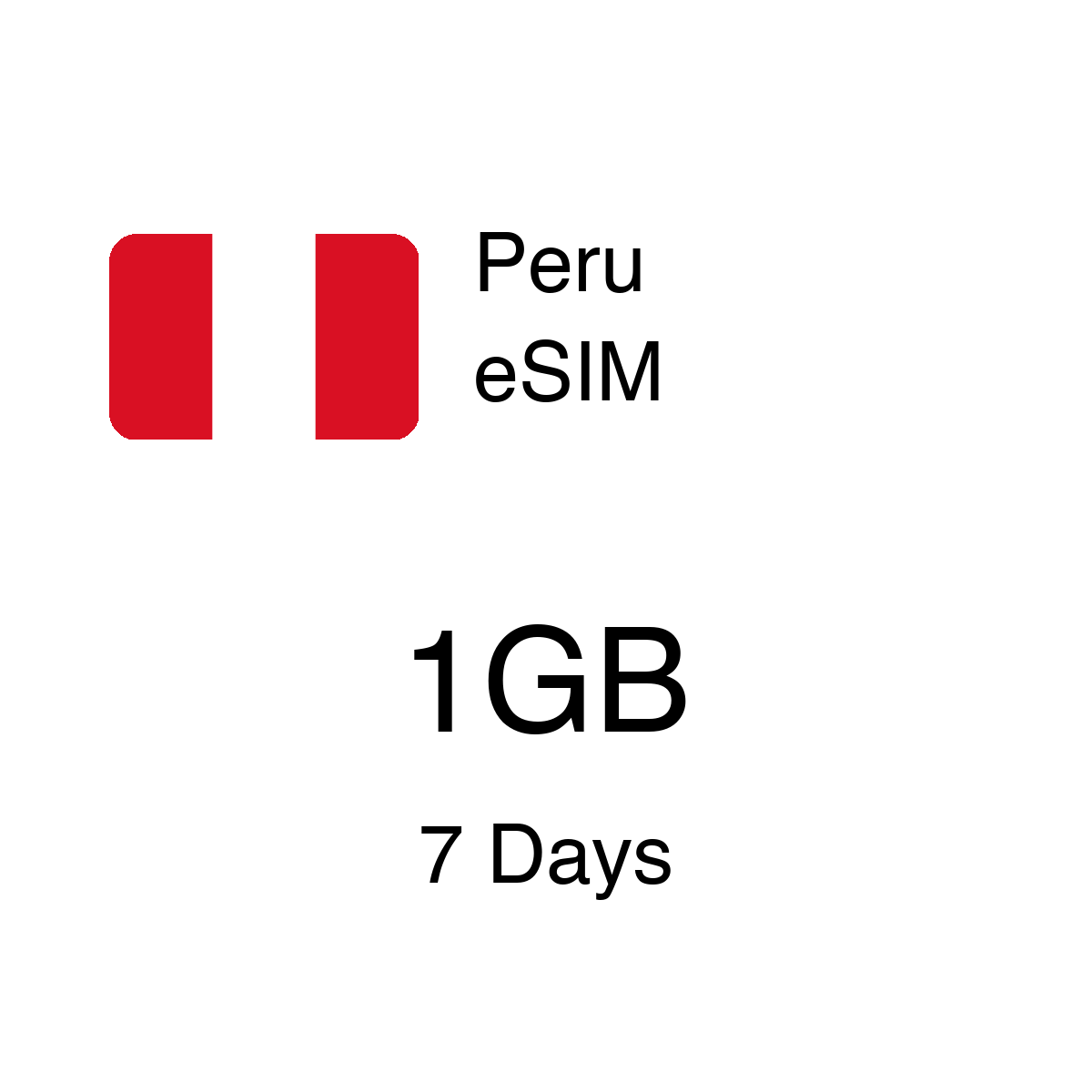 Peru eSIM 1GB 7 Days - Instant Activation Travel Data