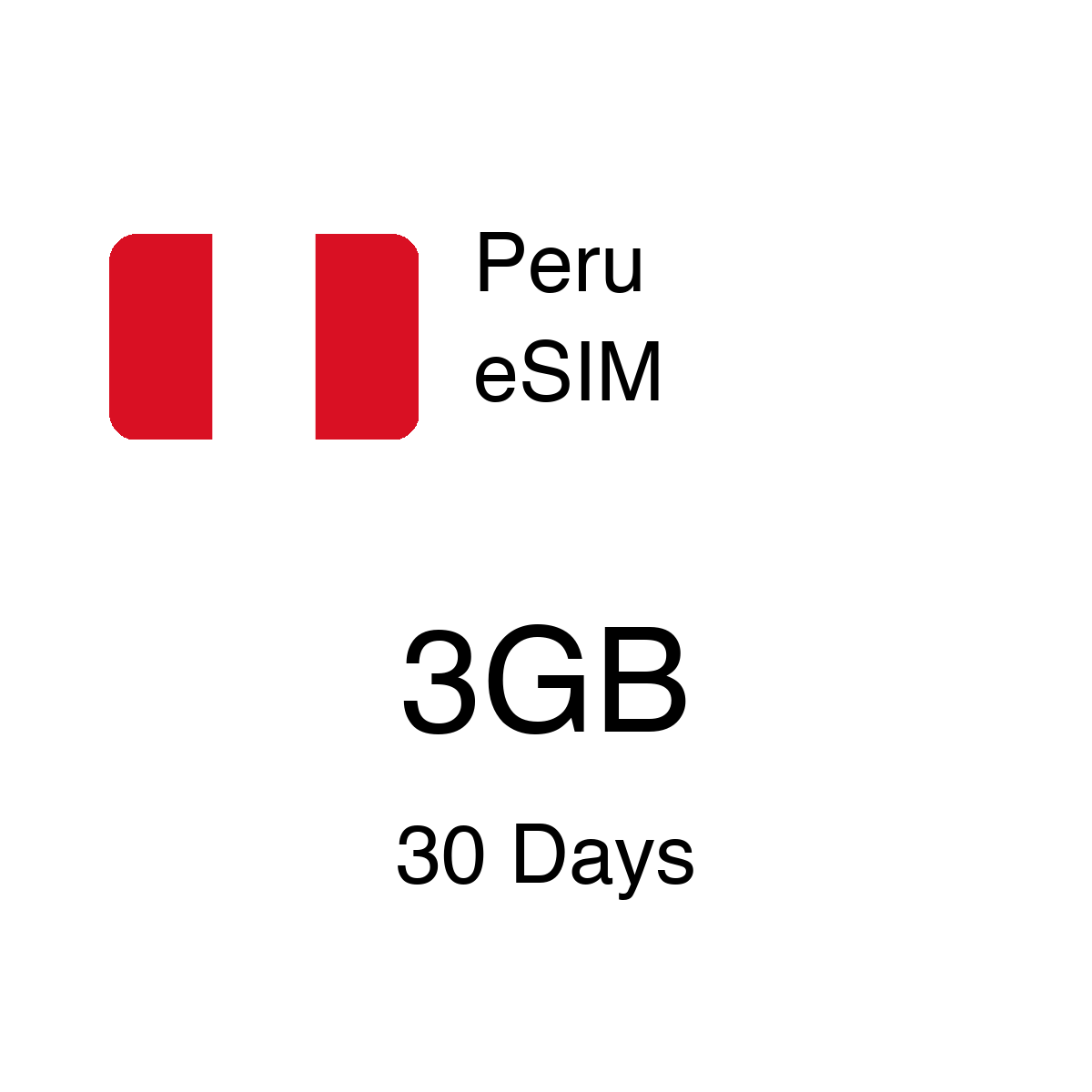 Peru eSIM 3GB 30 Days - Instant Activation Travel Data
