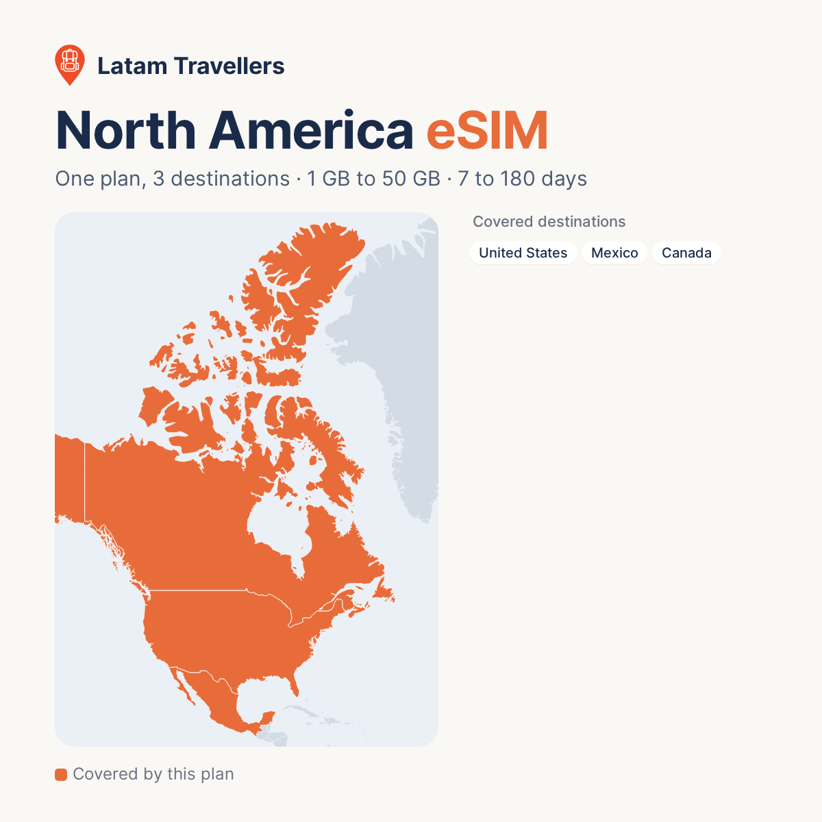 North America eSIM coverage map