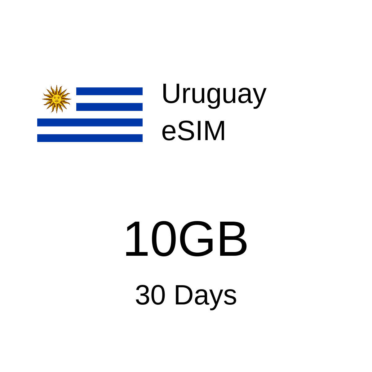 eSIM Uruguay - 10GB / 30 Días
