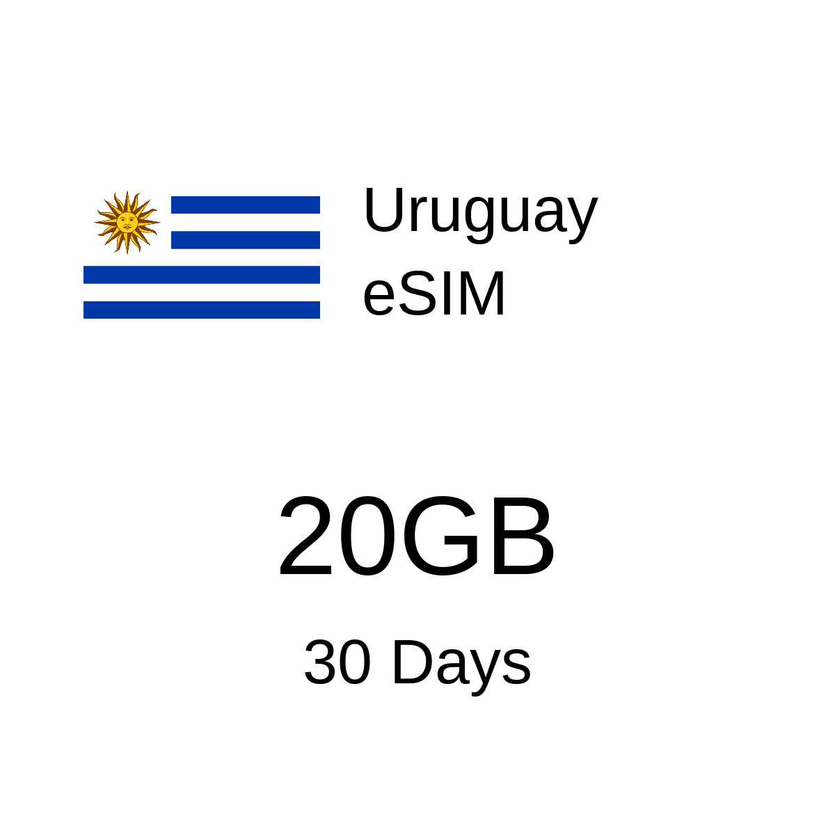 eSIM Uruguay - 20GB / 30 Días