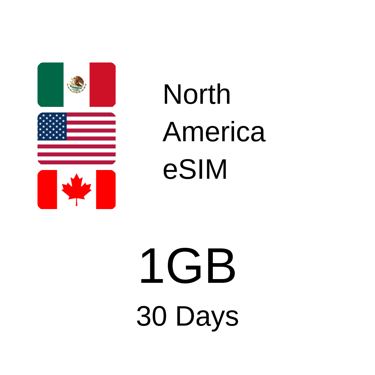 North America eSIM 1GB 30 Days for USA, Mexico and Canada