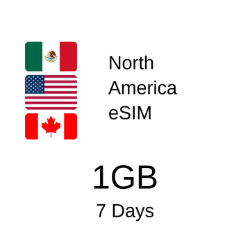 North America eSIM 1GB 7 Days for USA, Mexico and Canada