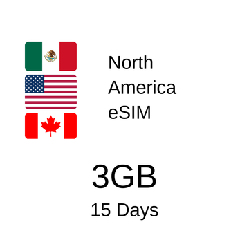 North America eSIM 3GB 15 Days for USA, Mexico and Canada