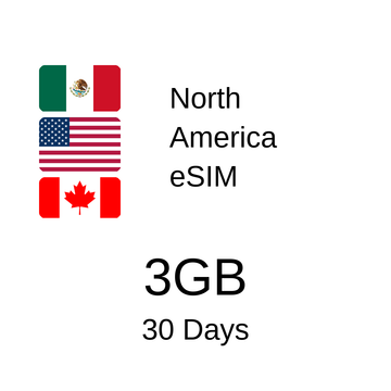 North America eSIM 3GB 30 Days for USA, Mexico and Canada