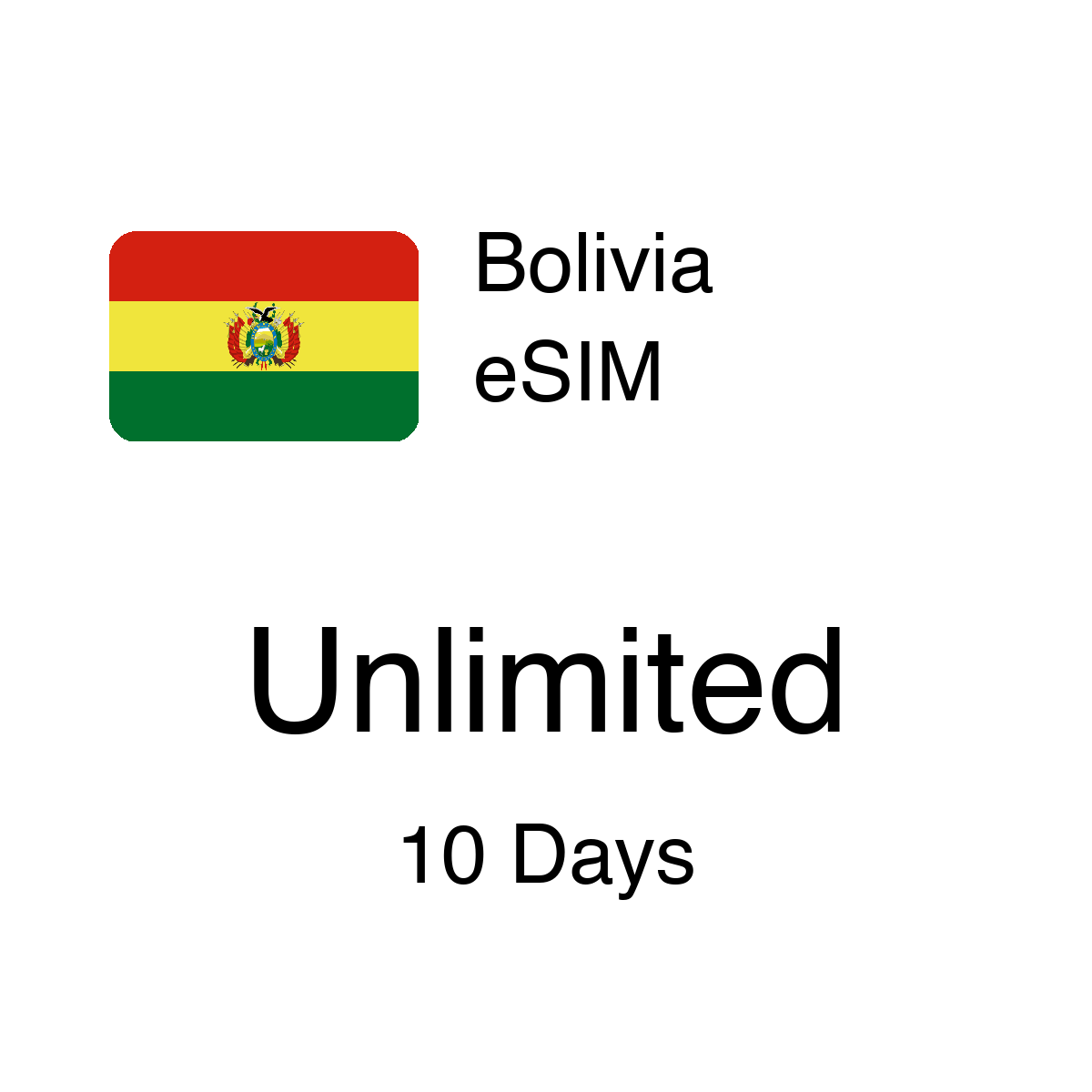 Bolivia eSIM - Unlimited / 10 Days