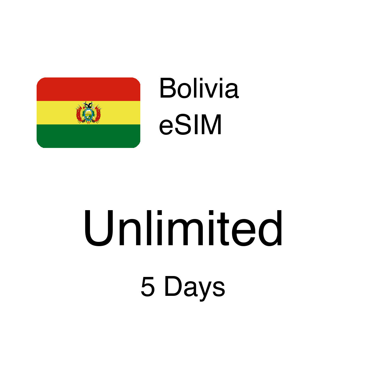 Bolivia eSIM - Unlimited / 5 Days